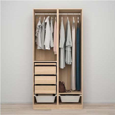 TỦ QUẦN ÁO KẾT HỢP 2 CÁNH PAX / FORSAND IKEA - MÀU SỒI 100x60x201 cm