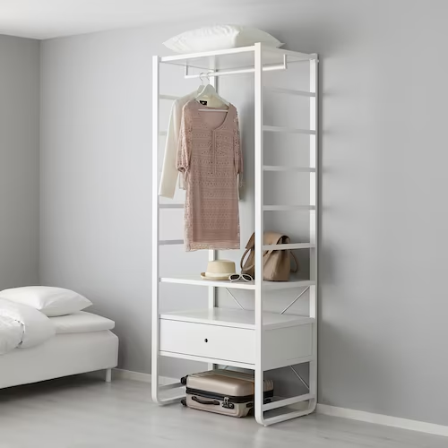 TỦ QUẦN ÁO MỞ KẾT HỢP ELVARLI IKEA - TRẮNG 84x55x216 cm