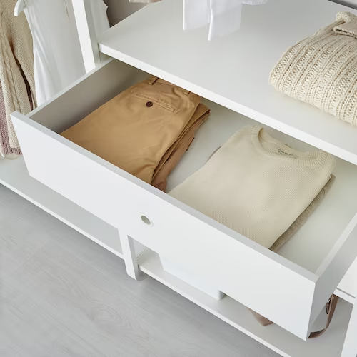 TỦ QUẦN ÁO MỞ KẾT HỢP ELVARLI IKEA - TRẮNG 84x55x216 cm