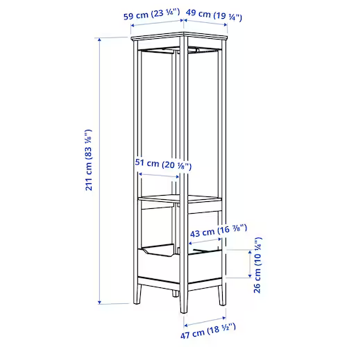 TỦ QUẦN ÁO MỞ IDANÄS IKEA - TRẮNG 59x211 cm