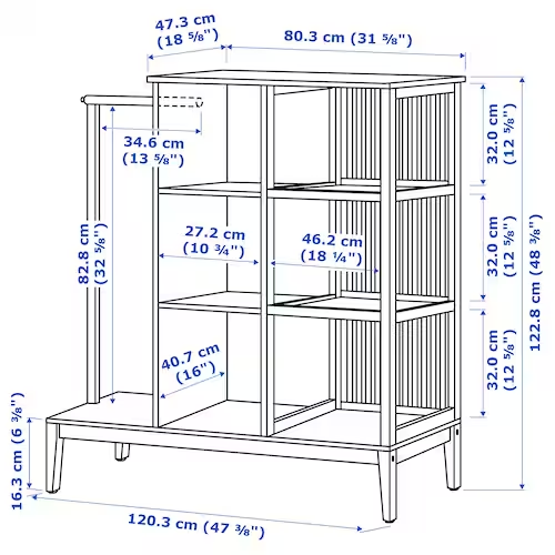 TỦ QUẦN ÁO MỞ CÁNH LÙA NORDKISA IKEA - TRẮNG 120x123 cm