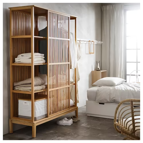 TỦ QUẦN ÁO MỞ CÁNH LÙA NORDKISA IKEA - TRẮNG 120x186 cm
