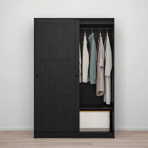 TỦ QUẦN ÁO 2 CÁNH TRƯỢT RAKKESTAD IKEA - ĐEN NÂU 117x176 cm