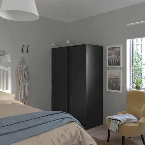 TỦ QUẦN ÁO 2 CÁNH TRƯỢT RAKKESTAD IKEA - ĐEN NÂU 117x176 cm