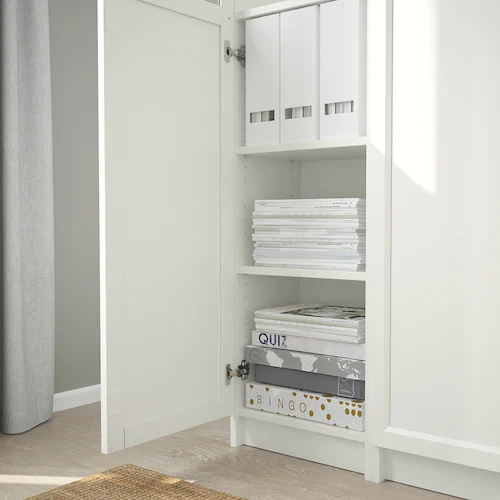 TỦ SÁCH 3 CÁNH KÍNH BILLY / OXBERG IKEA - TRẮNG 120x30x202 cm
