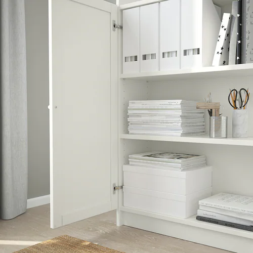 TỦ SÁCH CÓ CỬA BILLY / OXBERG IKEA - TRẮNG 80x30x202 cm