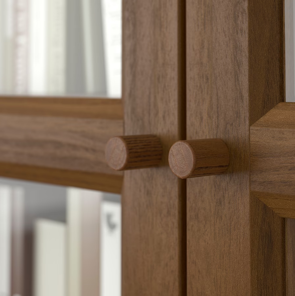 TỦ SÁCH CÓ CỬA KÍNH BILLY / OXBERG IKEA - MÀU NÂU 80x30x202 cm