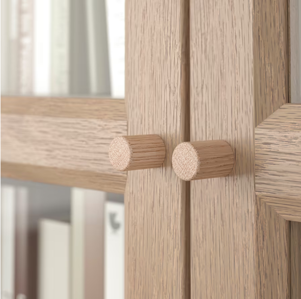 TỦ SÁCH CÓ CỬA KÍNH BILLY / OXBERG IKEA - MÀU SỒI 80x30x202 cm