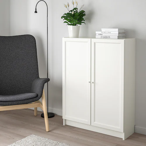 TỦ SÁCH CÓ CỬA BILLY / OXBERG IKEA - TRẮNG 80x30x106 cm