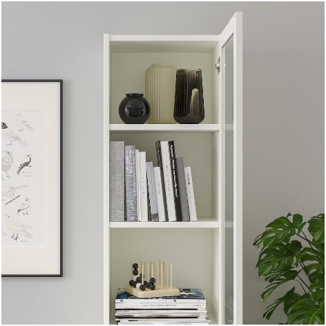 TỦ SÁCH CÓ CỬA KÍNH BILLY / OXBERG IKEA - TRẮNG 40x30x202 cm