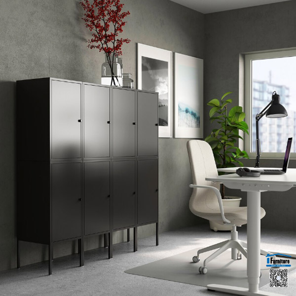 TỦ SẮT LIXHULT IKEA - Màu đen (140x35x142 cm)
