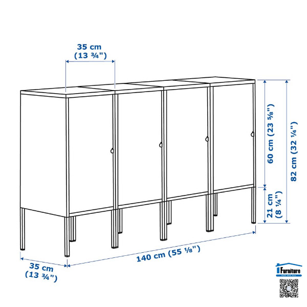 TỦ SẮT LIXHULT IKEA - Màu đen (140x35x82 cm)