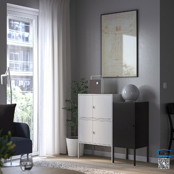 TỦ SẮT LIXHULT IKEA - Màu đen/xám (95x35x92 cm)