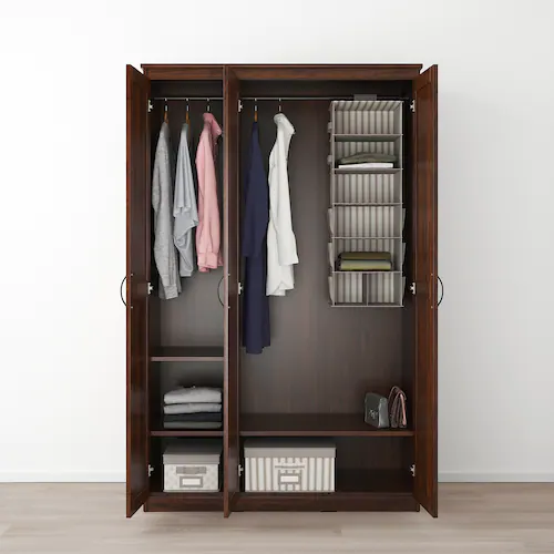TỦ QUẦN ÁO 3 CÁNH CÓ GƯƠNG SONGESAND IKEA - NÂU 120x60x191 cm
