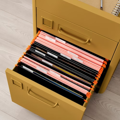 TỦ TÀI LIỆU NGĂN KÉO CÓ BÁNH XE IDÅSEN IKEA - VÀNG NÂU 42x61 cm