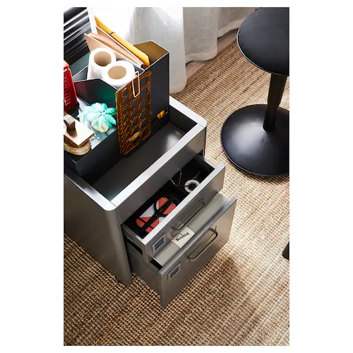 TỦ TÀI LIỆU NGĂN KÉO CÓ BÁNH XE IDÅSEN IKEA - XÁM ĐẬM 42x61 cm