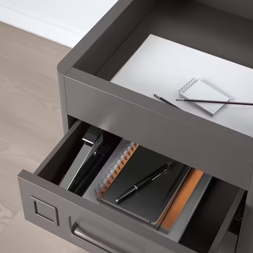 TỦ TÀI LIỆU NGĂN KÉO CÓ BÁNH XE IDÅSEN IKEA - XÁM ĐẬM 42x61 cm