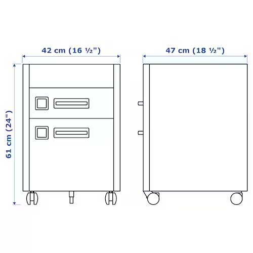 TỦ TÀI LIỆU NGĂN KÉO CÓ BÁNH XE IDÅSEN IKEA - XÁM ĐẬM 42x61 cm