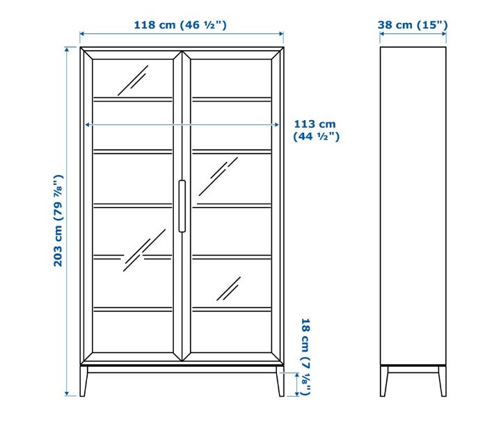 TỦ TRƯNG BÀY CÓ CỬA KÍNH REGISSÖR IKEA - TRẮNG 118x203 cm