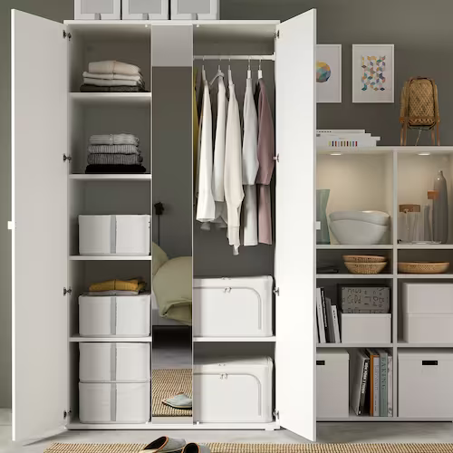 TÚI HỘP ĐỰNG ĐỒ HEMMAFIXARE IKEA - SỌC KẺ XÁM 34x51x28 cm