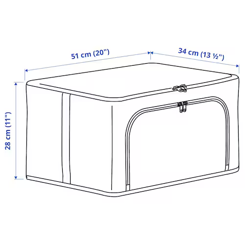 TÚI HỘP ĐỰNG ĐỒ HEMMAFIXARE IKEA - SỌC KẺ XÁM 34x51x28 cm