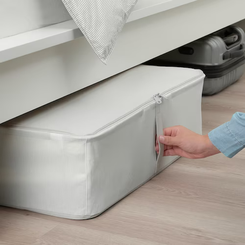 TÚI HỘP ĐỰNG ĐỒ HEMMAFIXARE IKEA - SỌC KẺ XÁM 69x51x19 cm