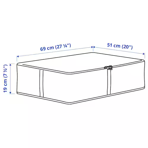 TÚI HỘP ĐỰNG ĐỒ HEMMAFIXARE IKEA - SỌC KẺ XÁM 69x51x19 cm