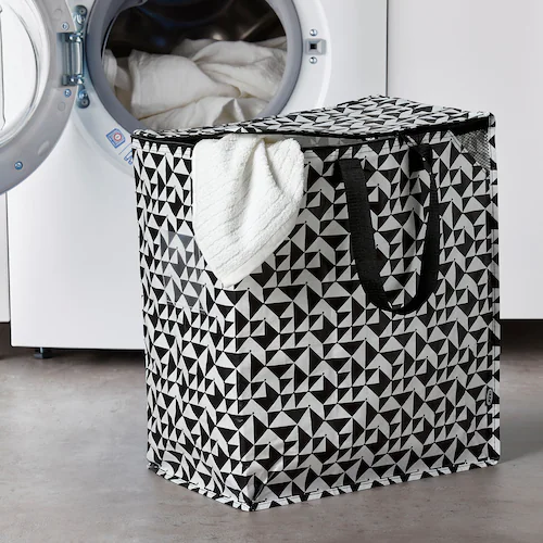 TÚI LƯU TRỮ VẬN CHUYỂN KNALLA IKEA - ĐEN TRẮNG 40x25x47 cm / 47 l