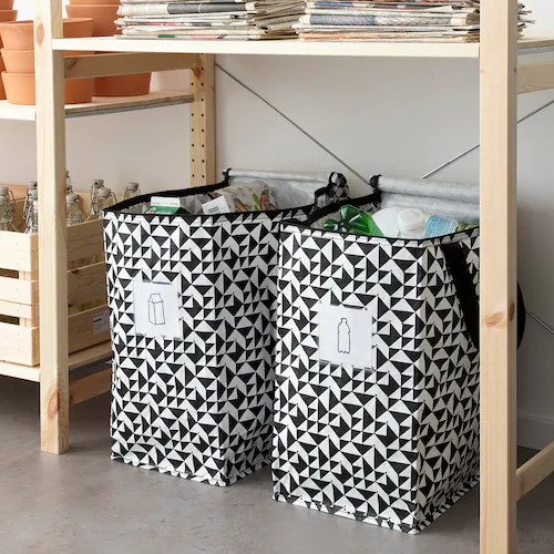 TÚI LƯU TRỮ VẬN CHUYỂN KNALLA IKEA - ĐEN TRẮNG 40x25x47 cm / 47 l