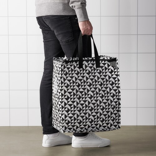 TÚI LƯU TRỮ VẬN CHUYỂN KNALLA IKEA - ĐEN TRẮNG 40x25x47 cm / 47 l