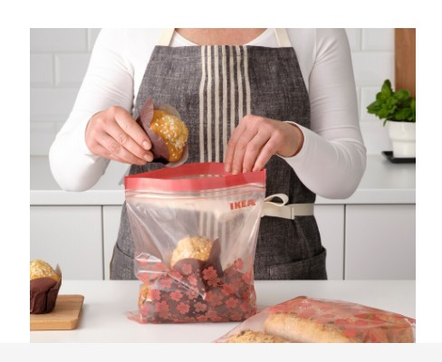 HỘP TÚI ZIP LOCK HOA VĂN ISTAD IKEA - ĐỎ 2,5 L