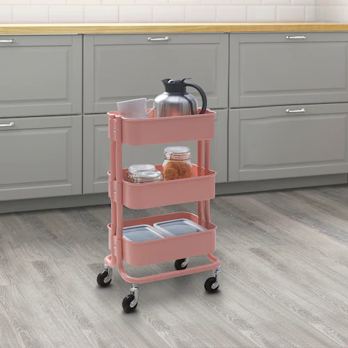 XE ĐẨY 3 TẦNG RÅSHULT IKEA - HỒNG ĐỎ 38x28x65 cm