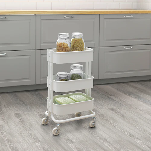 XE ĐẨY 3 TẦNG RÅSHULT IKEA - TRẮNG 38x28x65 cm