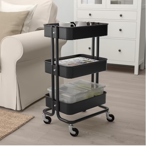 XE ĐẨY 3 TẦNG RÅSKOG IKEA - ĐEN 35x45x78 cm