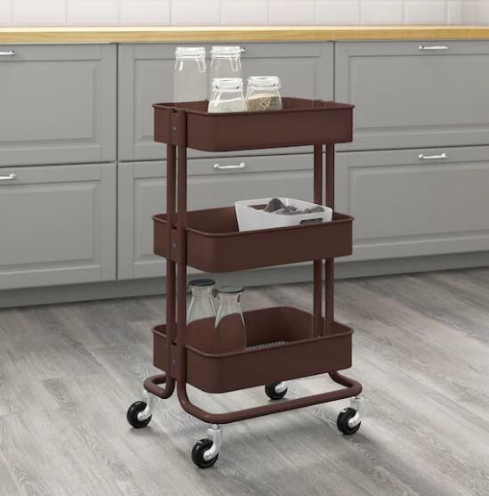 XE ĐẨY 3 TẦNG RÅSKOG IKEA - NÂU ĐẬM