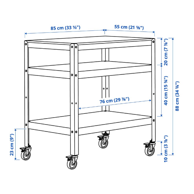 XE ĐẨY BROR IKEA - ĐEN 85x55 cm