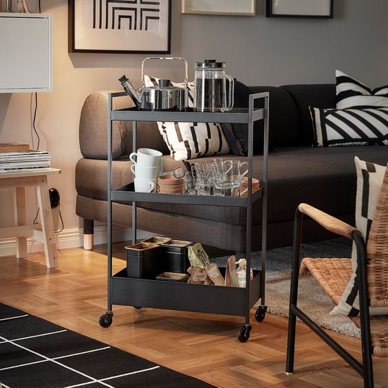 XE ĐẨY NISSAFORS IKEA - ĐEN 50,5x30x83 cm