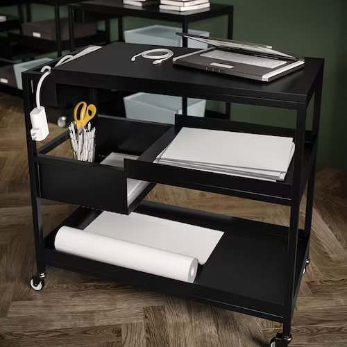 XE ĐẨY ĐỂ ĐỒ TROTTEN IKEA - ĐEN 80x40 cm
