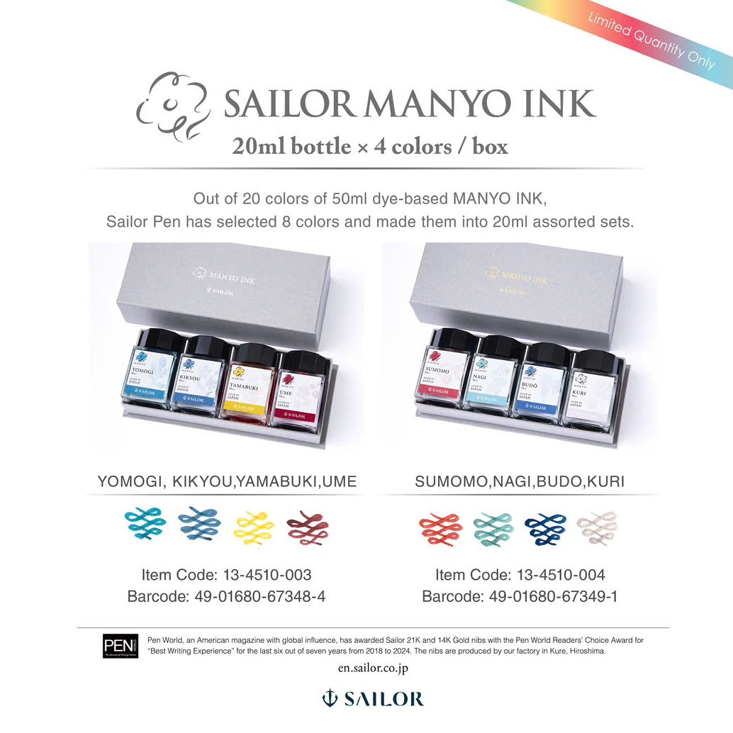 SET MỰC VIẾT DYE COLOR MANYO INK 20ML 13-4510