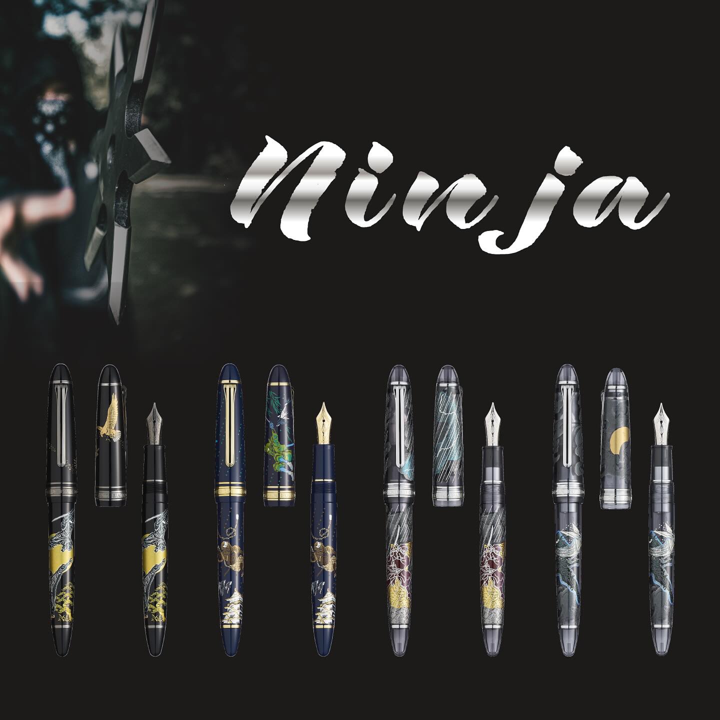 1911 FOUNTAIN PEN 14K GOLD NINJA MAKI-E #2 (LIMITED EDITION)