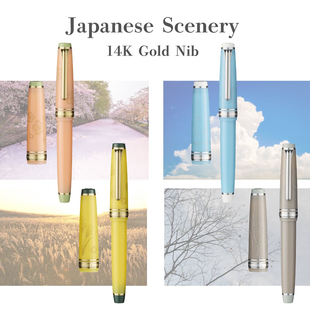 PG SLIM FOUNTAIN PEN 14K JAPANESE SCENERY