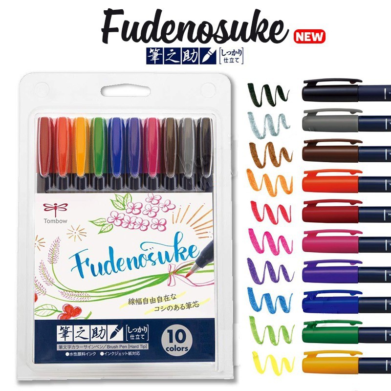 BÚT VIẾT THƯ PHÁP TOMBOW FUDENOSUKE CHUYÊN VIẾT HÁN TỰ - BRUSH LETTERING 10 MÀU