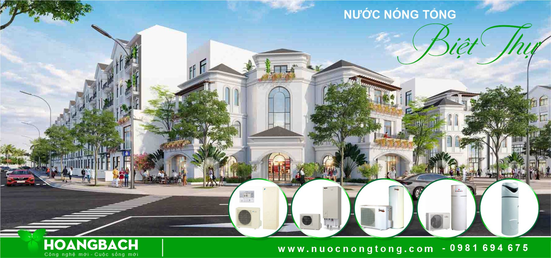 Giải pháp nước nóng trung tâm Heatpump cho Biệt thự
