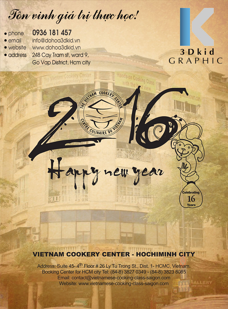 Dự án hoàn thành 2015: Bộ ấn phẩm Lịch treo tường 2016 (công ty quảng cáo  truyền thông KENG, Gò Vấp)