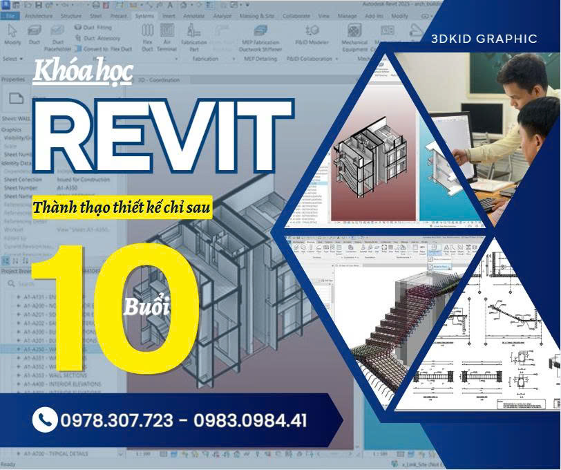 Dạy Revit TPHCM Thực Chiến: Làm Chủ BIM Chỉ Trong 10 Buổi Tại 3DKID