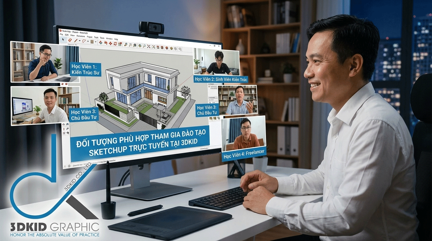 đào tạo Sketchup trực tuyến tại 3DKID