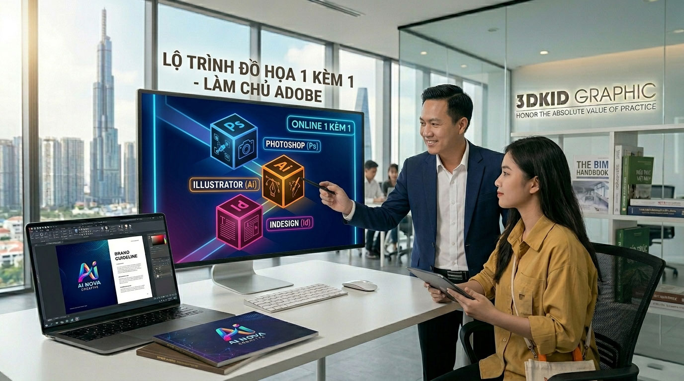 Lộ trình học Đồ họa Online 1 kèm 1 - Làm chủ bộ công cụ Adobe: Photoshop, Illustrator & Indesign
