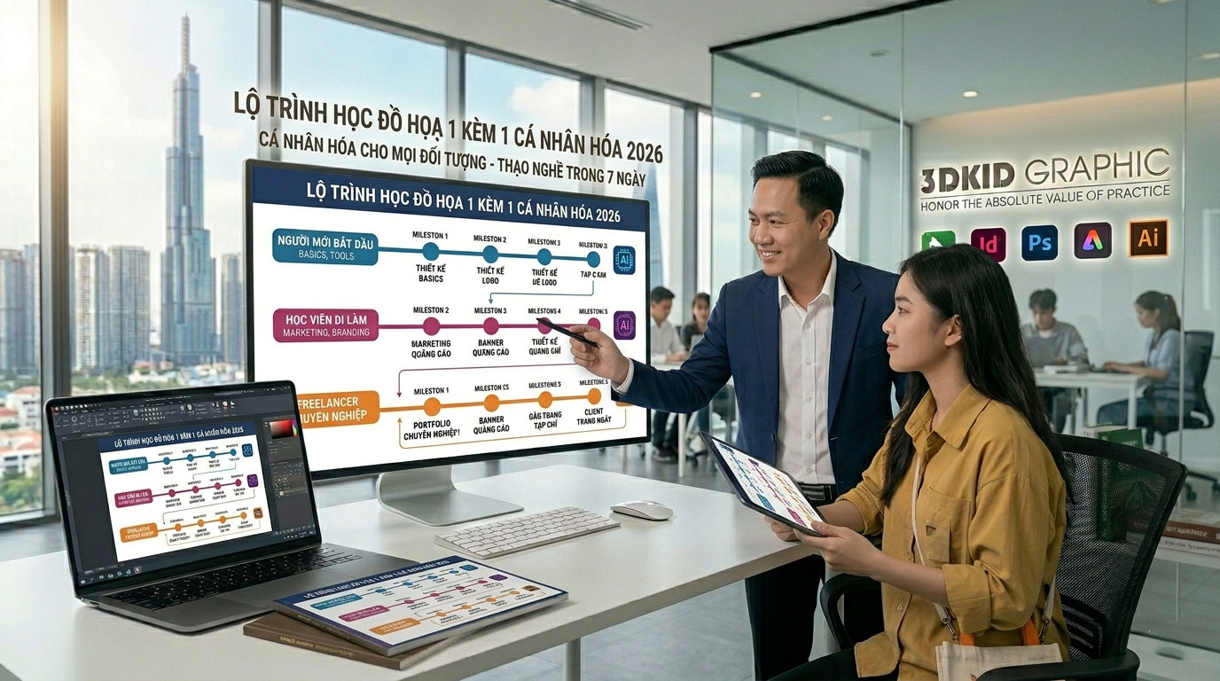 Lộ trình học Đồ họa Online 1 kèm 1: Cá nhân hóa cho mọi đối tượng