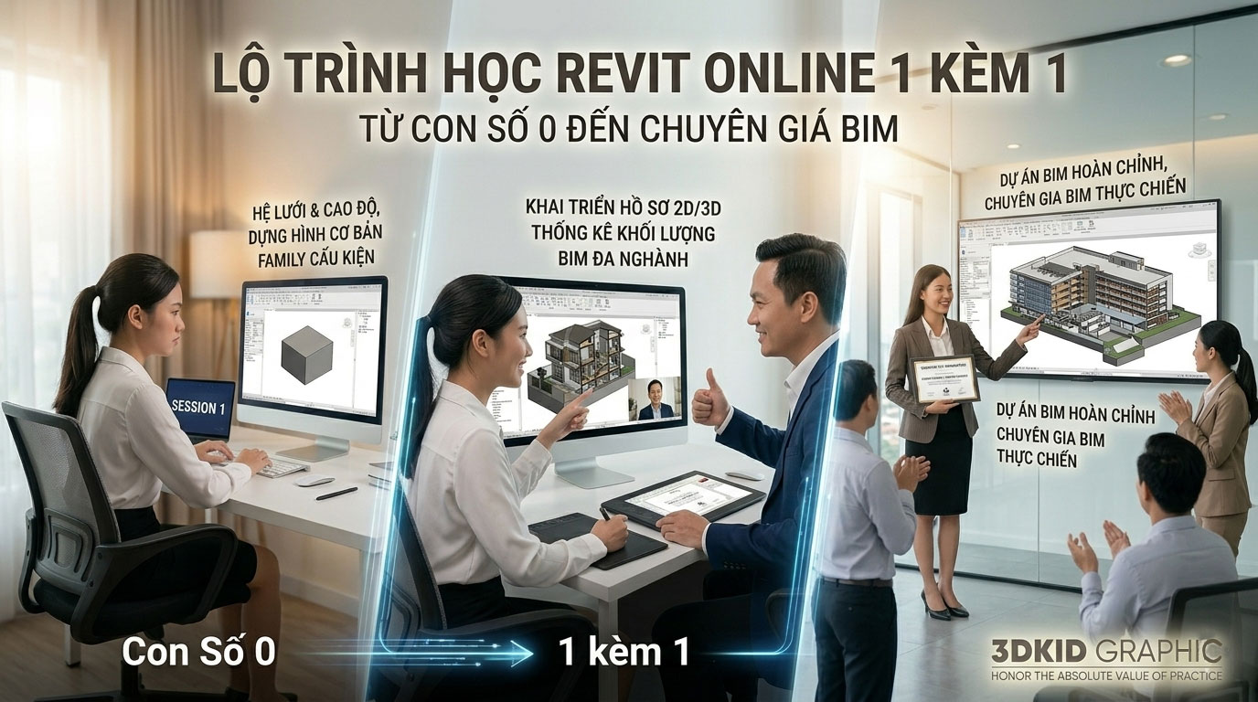 Lộ trình học Revit Online 1 kèm 1: Từ con số 0 đến chuyên gia BIM
