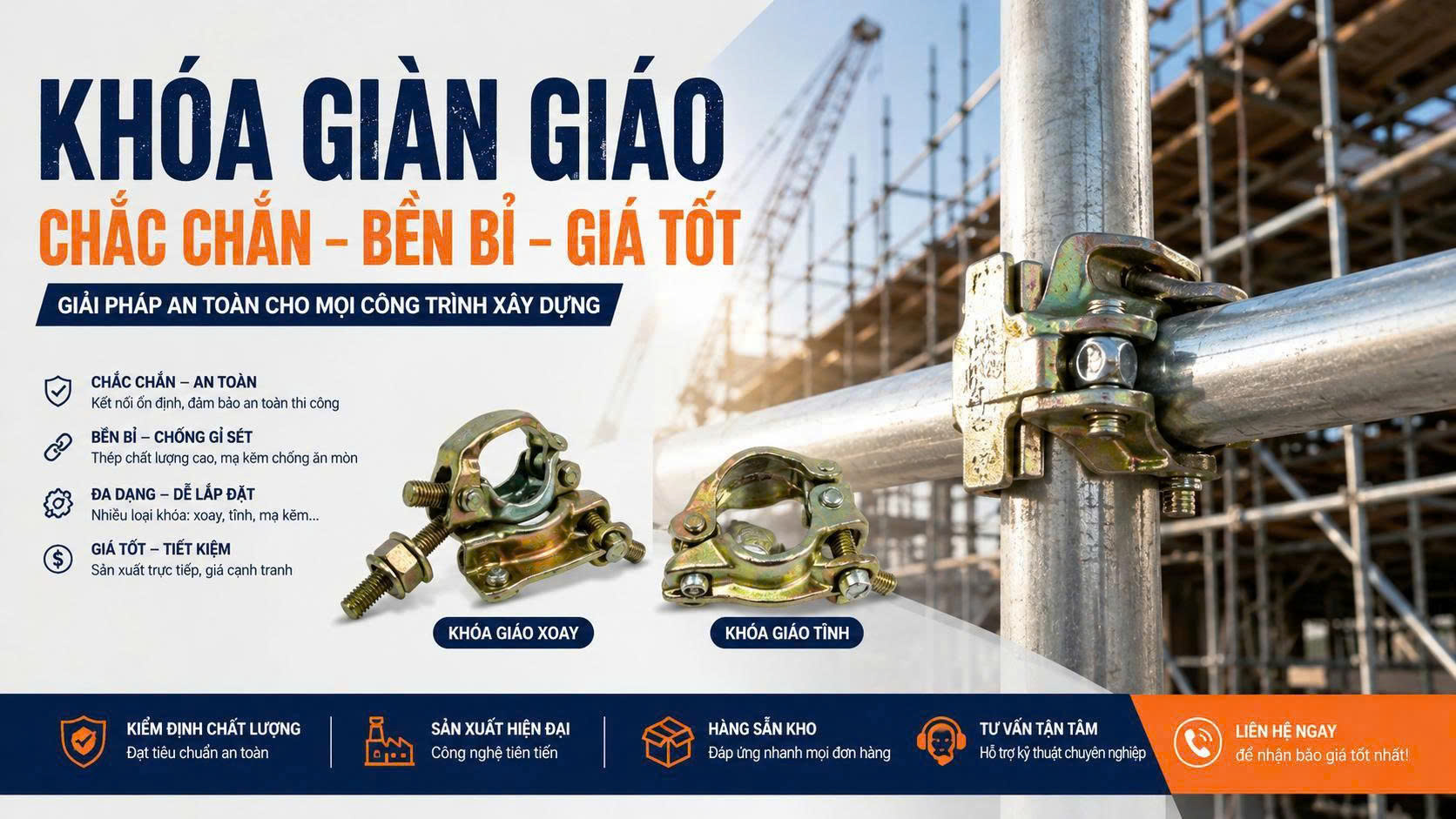 Khóa Giàn Giáo Chắc Chắn, Bền Bỉ, Giá Tốt Cho Công Trình Xây Dựng